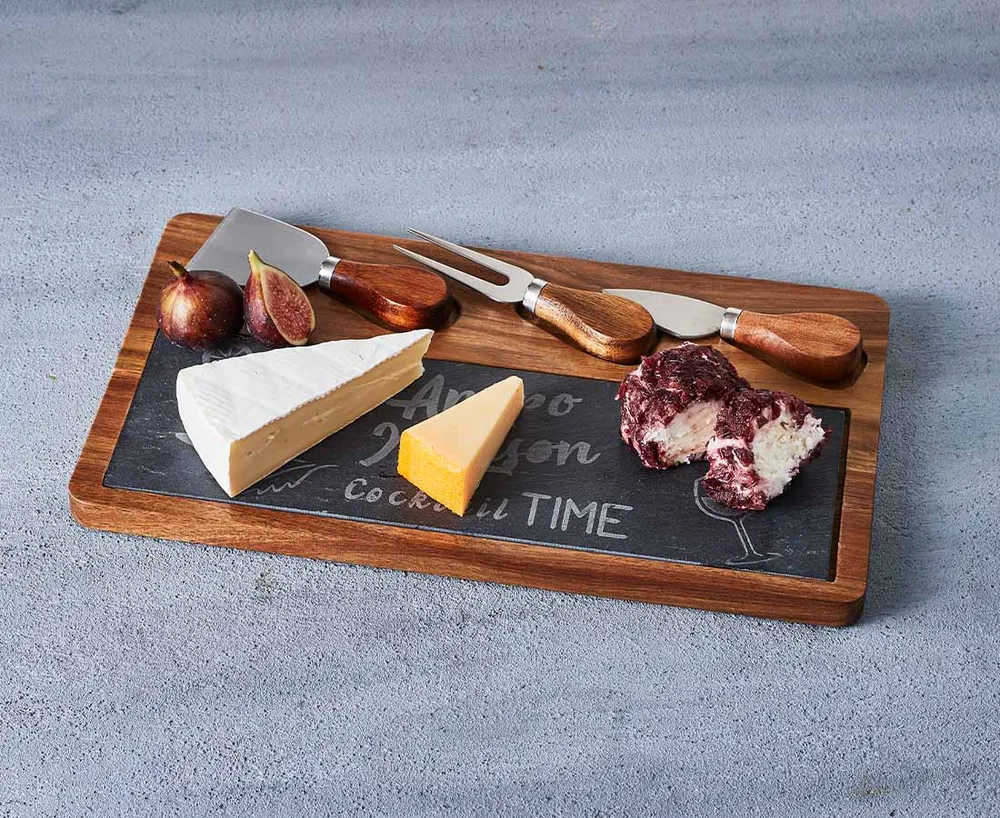Robyn Acacia Wood Cheese Board with Knife & Markers