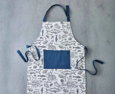 Atlantic Chef Apron, White & Blue