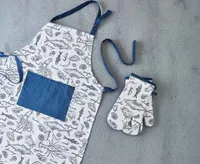 Atlantic Chef Apron, White & Blue