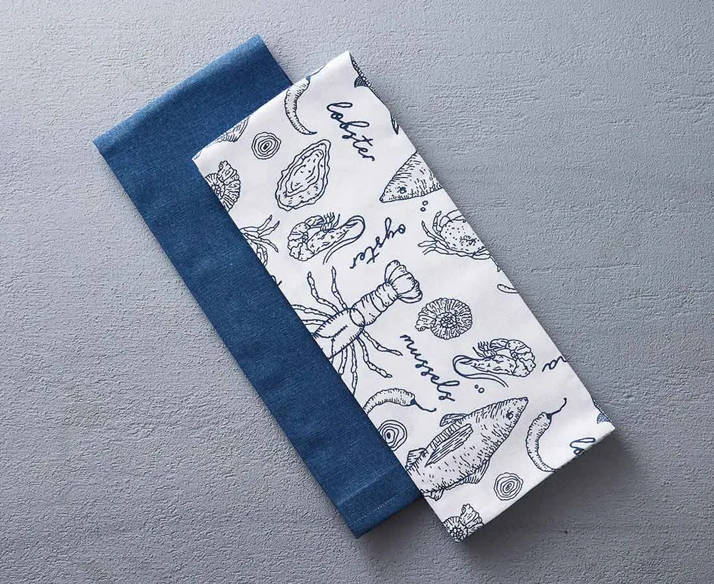 Atlantic Kitchen Towel, White and Blue