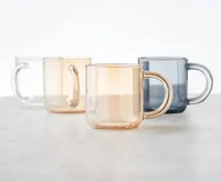 Glass Vintage Coffee Mug, Clear, Set of 2