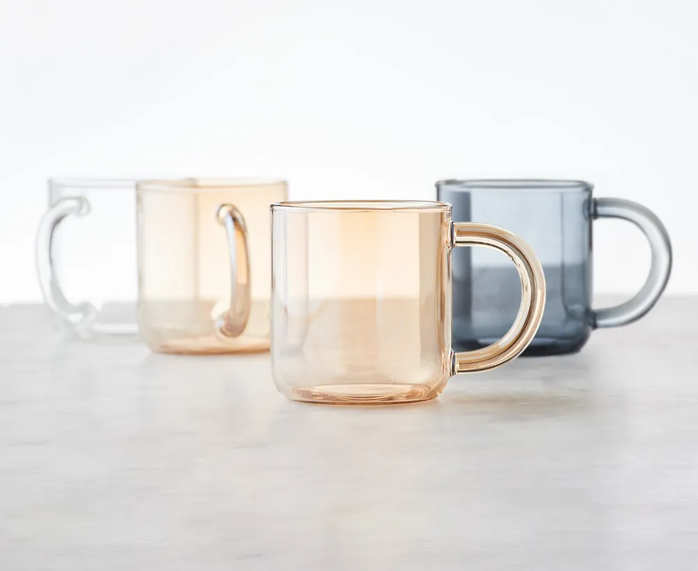 Tasses à café Vintage en verre, taupe, ens. de 2 