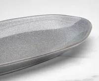 Linen Stoneware Leaf-Shaped Plate, Grey