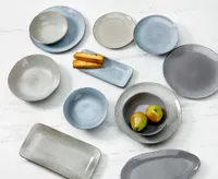 Linen Stoneware Leaf-Shaped Plate, Grey