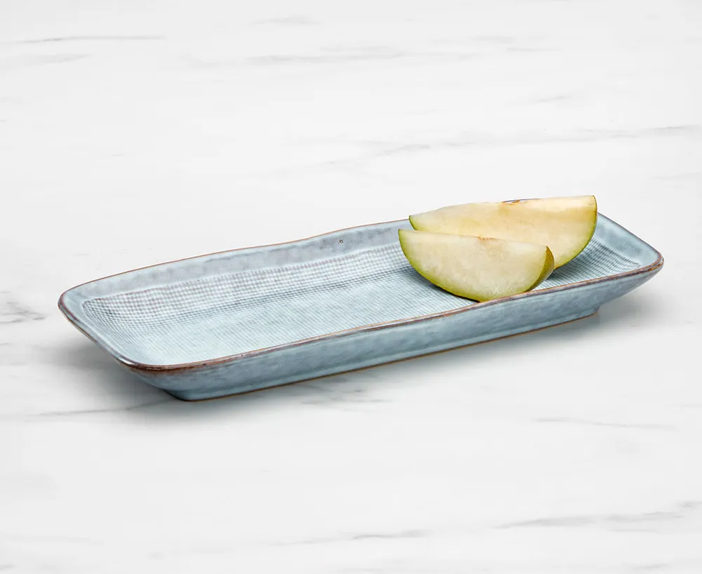 Linen Stoneware Serving Bowl, Blue