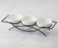 Debra 3-Pc Porcelain Bowl Display, Black