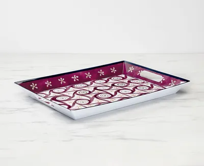 Wizard Mandala Pattern Service Tray, Raspberry, 18.7 x 13"