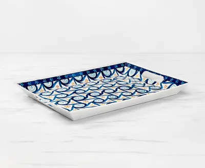 Wizard Mandala Pattern Service Tray, Marine, 18.7 x 13"