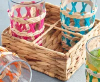 Cayo Glasses with Woven Sleeve and Tray, Set of 4