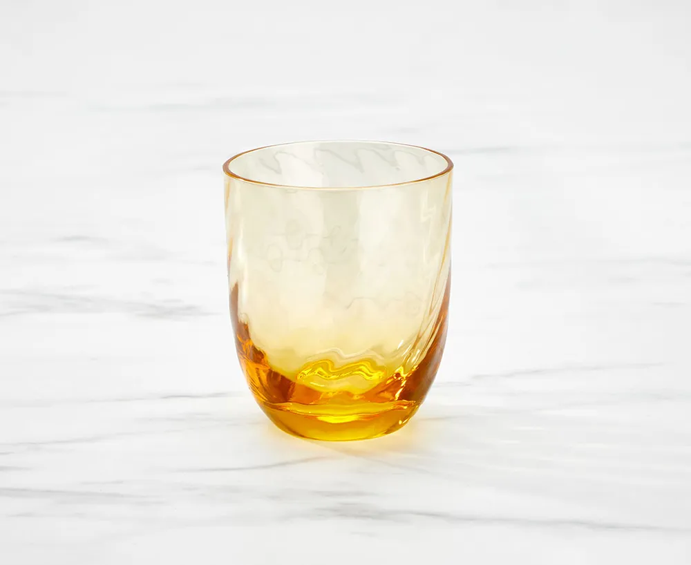 Ripple Acrylic Double Old-Fashioned Glass, Amber, 400 ml
