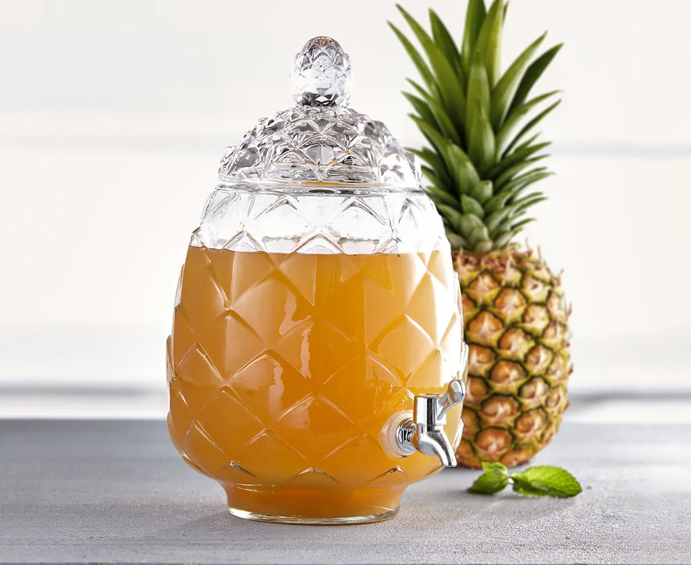 Gibson Clear Glass Drink Dispenser Beverage Serveware in Pineapple