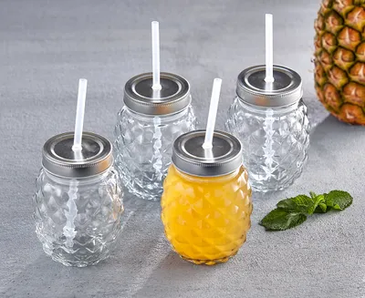 Ananas Glasses with Covers, Set of 4