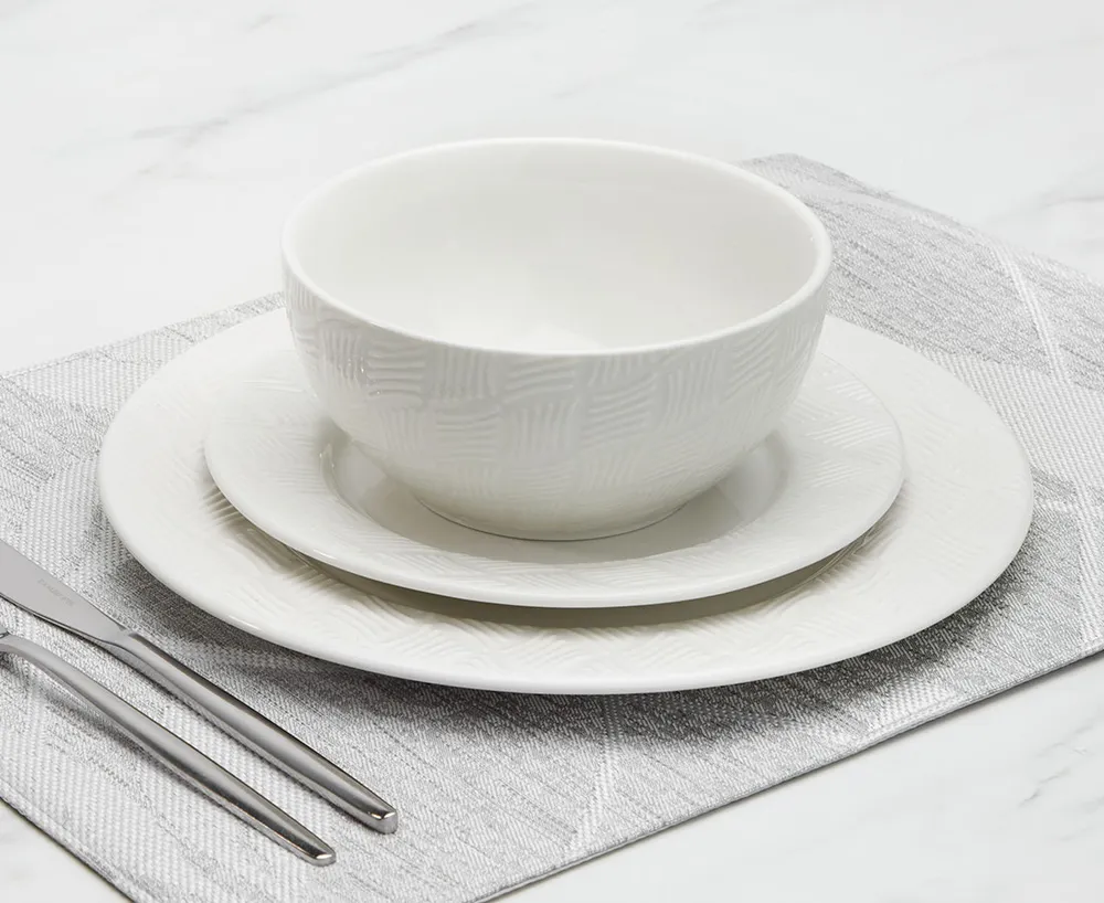 Groove 12-Pc Dinnerware Set, White