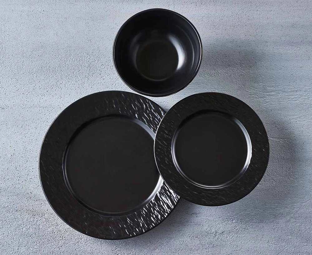 Stone 12-Pc Dinnerware Set, Black