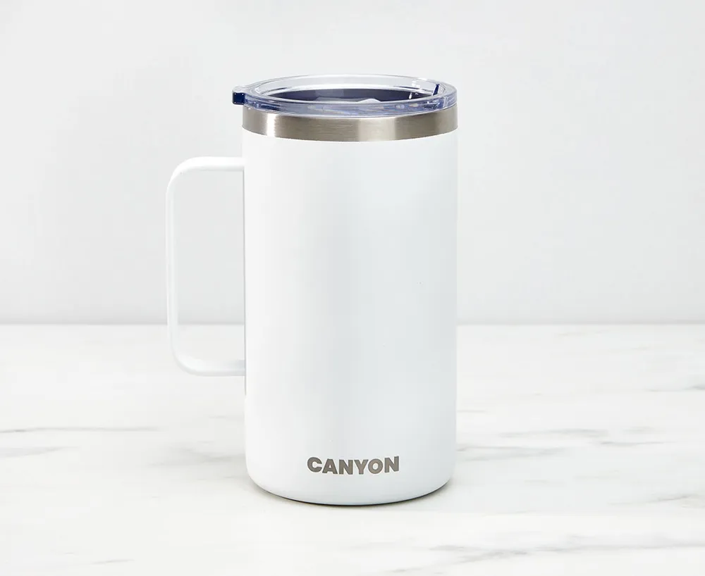 Canyon Stainless Steel Double-Wall Mug, White, 682 ml