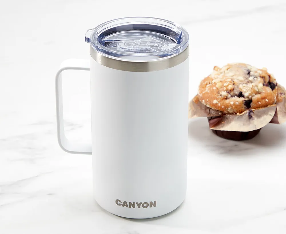 Canyon Stainless Steel Double-Wall Mug, White, 682 ml