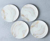 Carrara Round Marble Plates, Set of 4