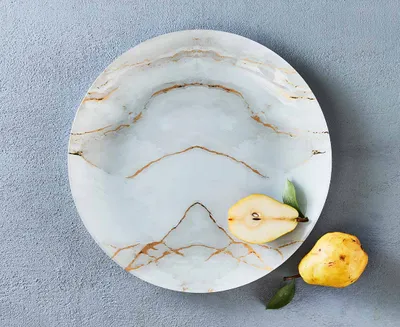 Carrara Round Marble Large Plate