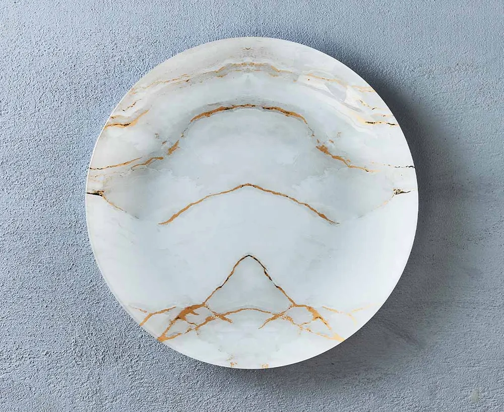 Carrara Round Marble Large Plate