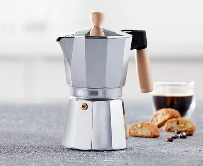 Java & Co. Espresso Maker with Wooden Handle, 360 ml