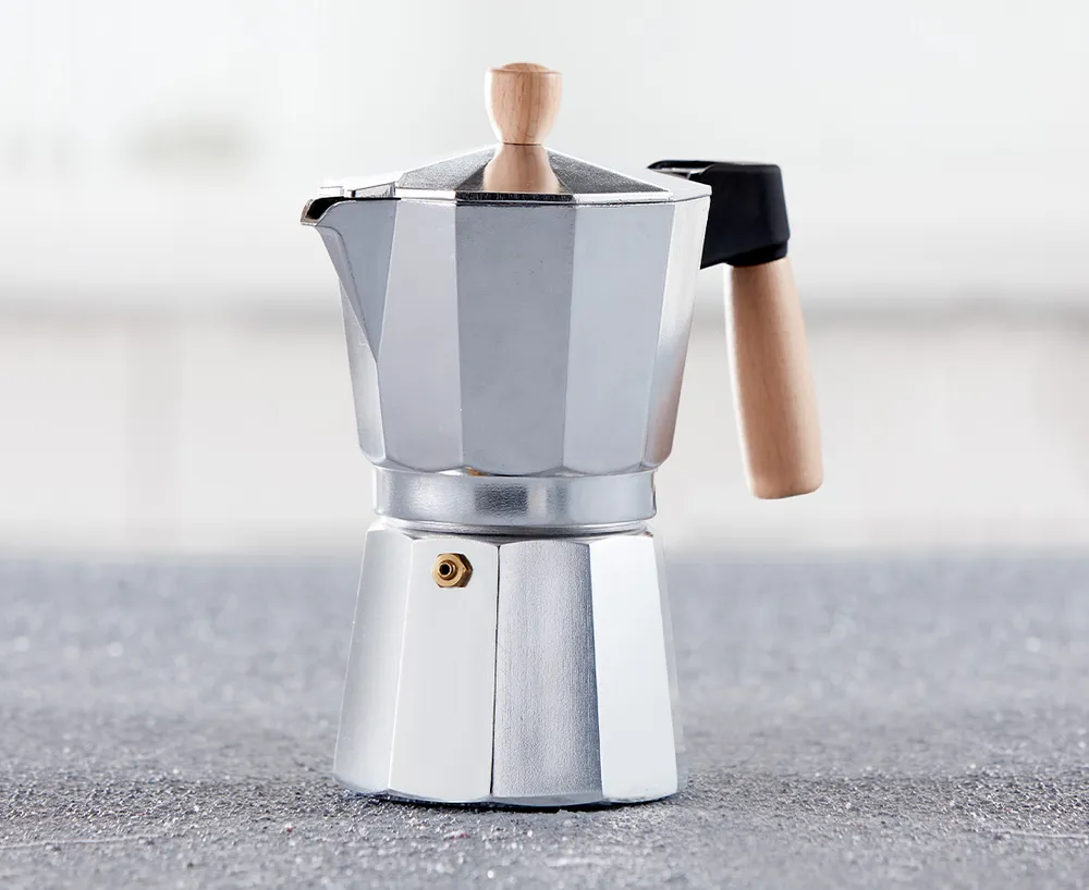 Java & Co. Espresso Maker with Wooden Handle, 360 ml