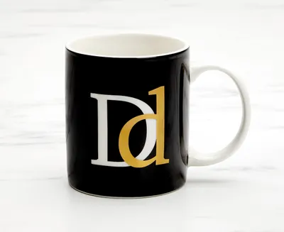 Monogram D Mug, Black, 360 ml