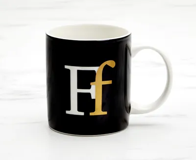 Monogram F Mug, Black, 360 ml