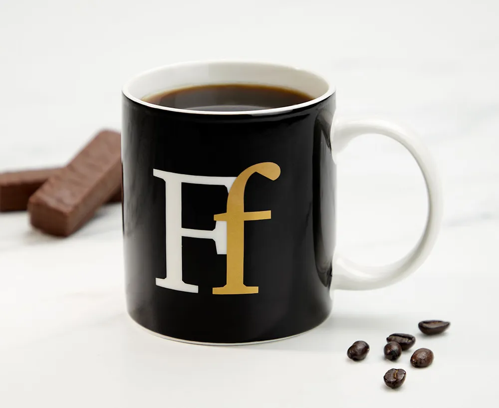 Monogram F Mug, Black, 360 ml