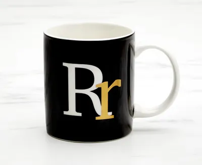Monogram R Mug, Black, 360 ml
