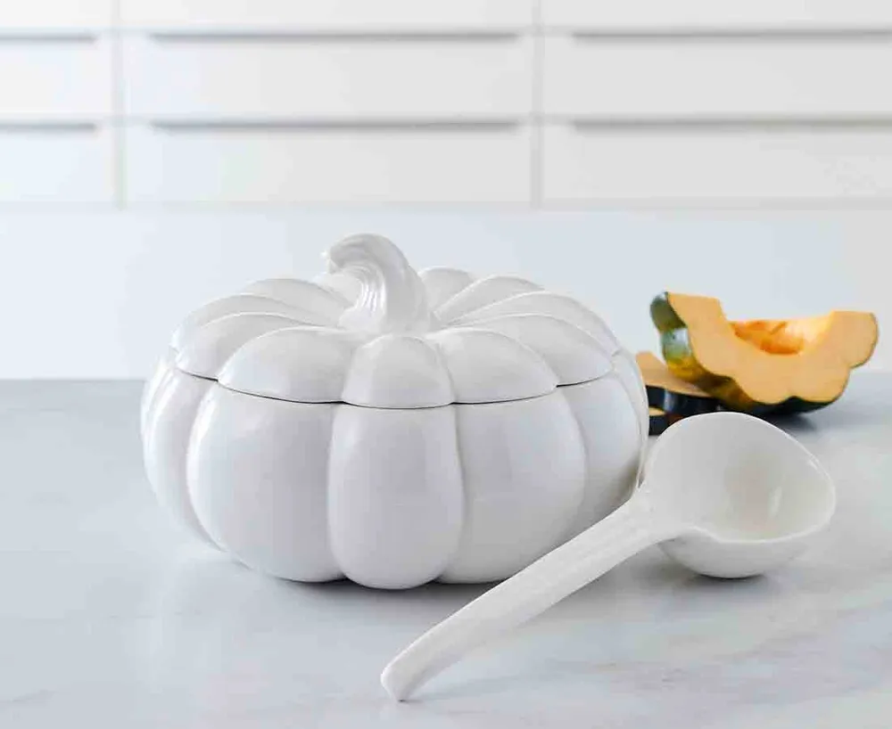 Citrouille Tureen Bowl with Ladle, White, 3L