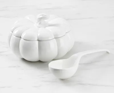 Citrouille Tureen Bowl with Ladle, White, 3L