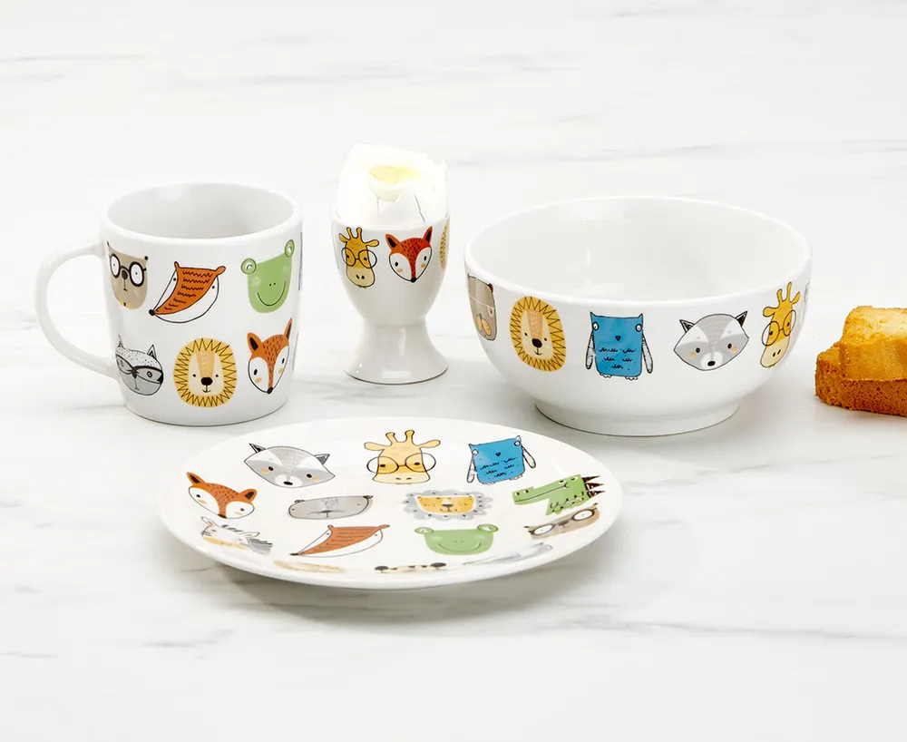 Kids Animal Fun Dinnerware with Lunchbox, Set of 4