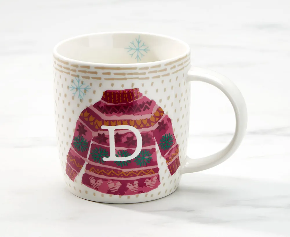 Monogram "D" Holiday Mug, 12 oz