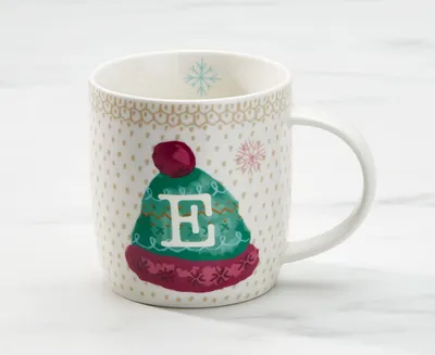 Monogram "E" Holiday Mug, 12 oz