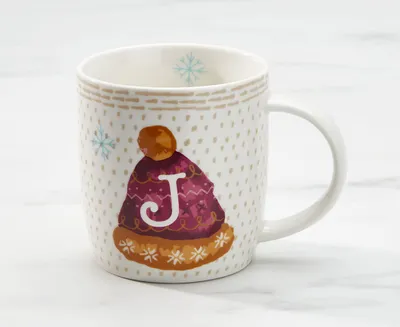 Monogram "J" Holiday Mug, 12 oz