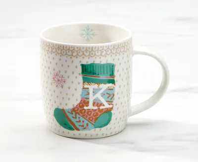 Monogram "K" Holiday Mug, 12 oz