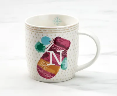 Monogram "N" Holiday Mug, 12 oz