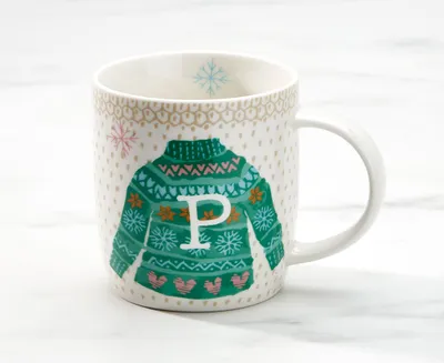 Monogram "P" Holiday Mug, 12 oz