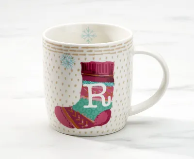 Monogram "R" Holiday Mug, 12 oz