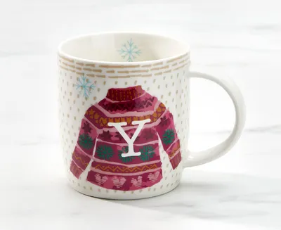 Monogram "Y" Holiday Mug, 12 oz