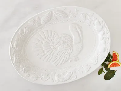 Aliya Oval Turkey Plate, White, 48 cm