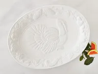 Aliya Oval Turkey Plate, White, 48 cm