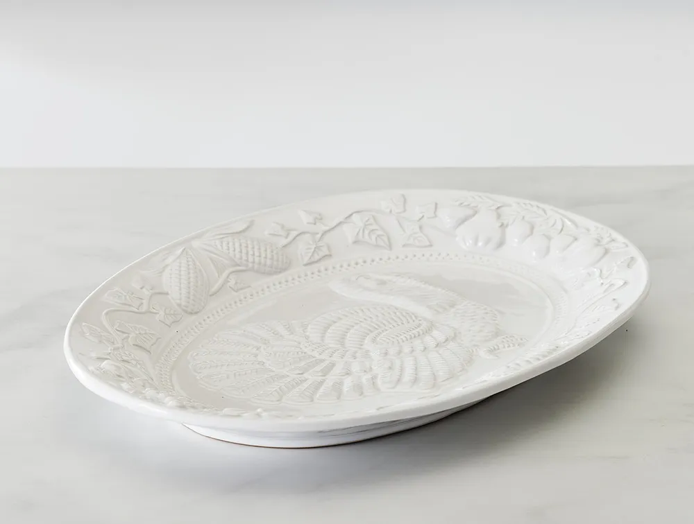 Aliya Oval Turkey Plate, White, 48 cm