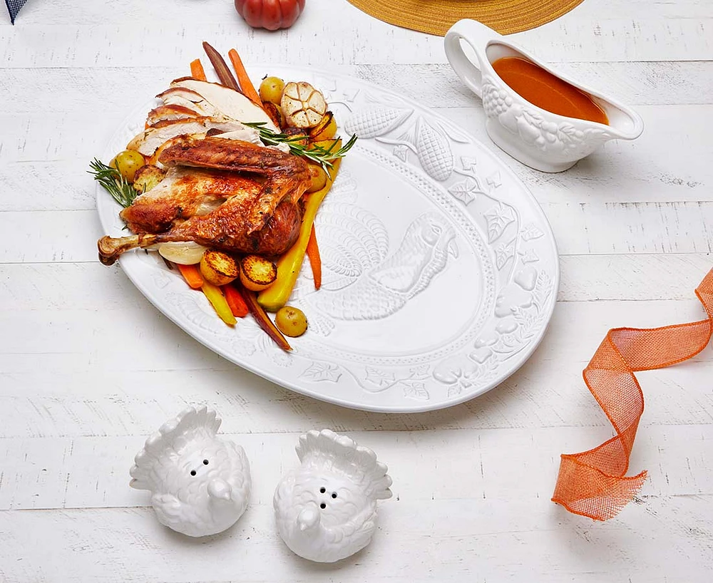 Aliya Oval Turkey Plate, White, 48 cm