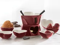 Amore Heart-Shaped Fondue Set, 15 Pieces