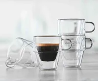 Doublico Double Wall Stackable Cortado Mugs, Set of 4,  6 oz