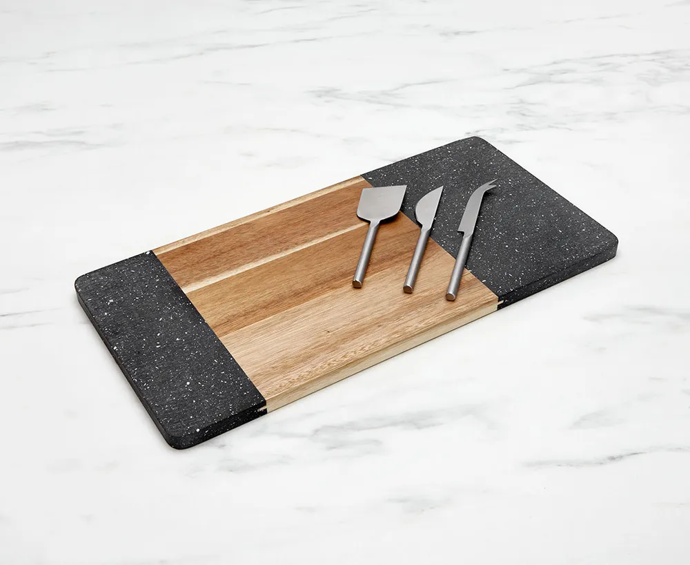 Chrissy Marble Cheese Board with Knives