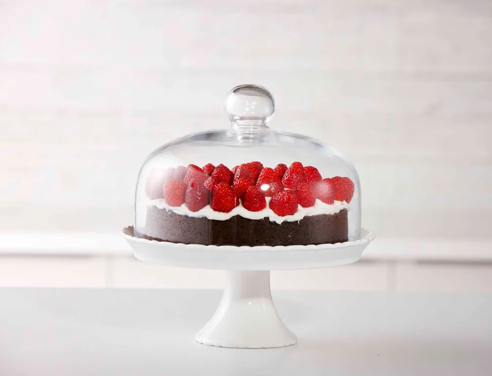 Chantilly Footed Cake Stand with Glass Lid, 22 cm