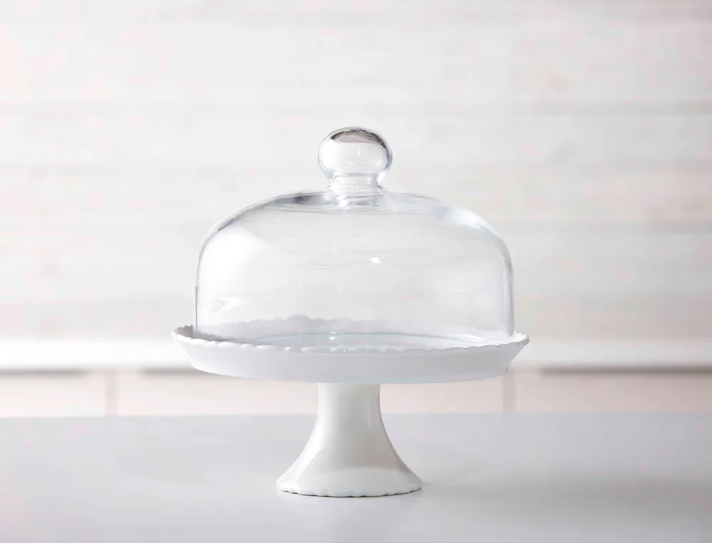 Chantilly Footed Cake Stand with Glass Lid, 22 cm