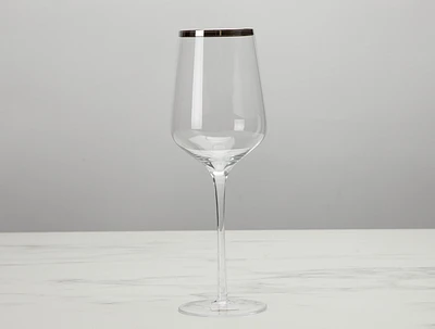 Verre à vin blanc Regis, bordure argentée, 16,9 oz